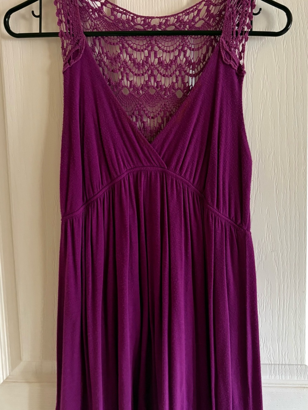 Women’s Crochet Yoke V-Neck Tunic - Purple
